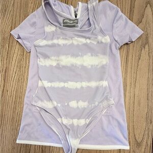 Eddie Bauer Girls Purple Tie-Dye One Piece Bathing Suit and Cover-Up 4T DC